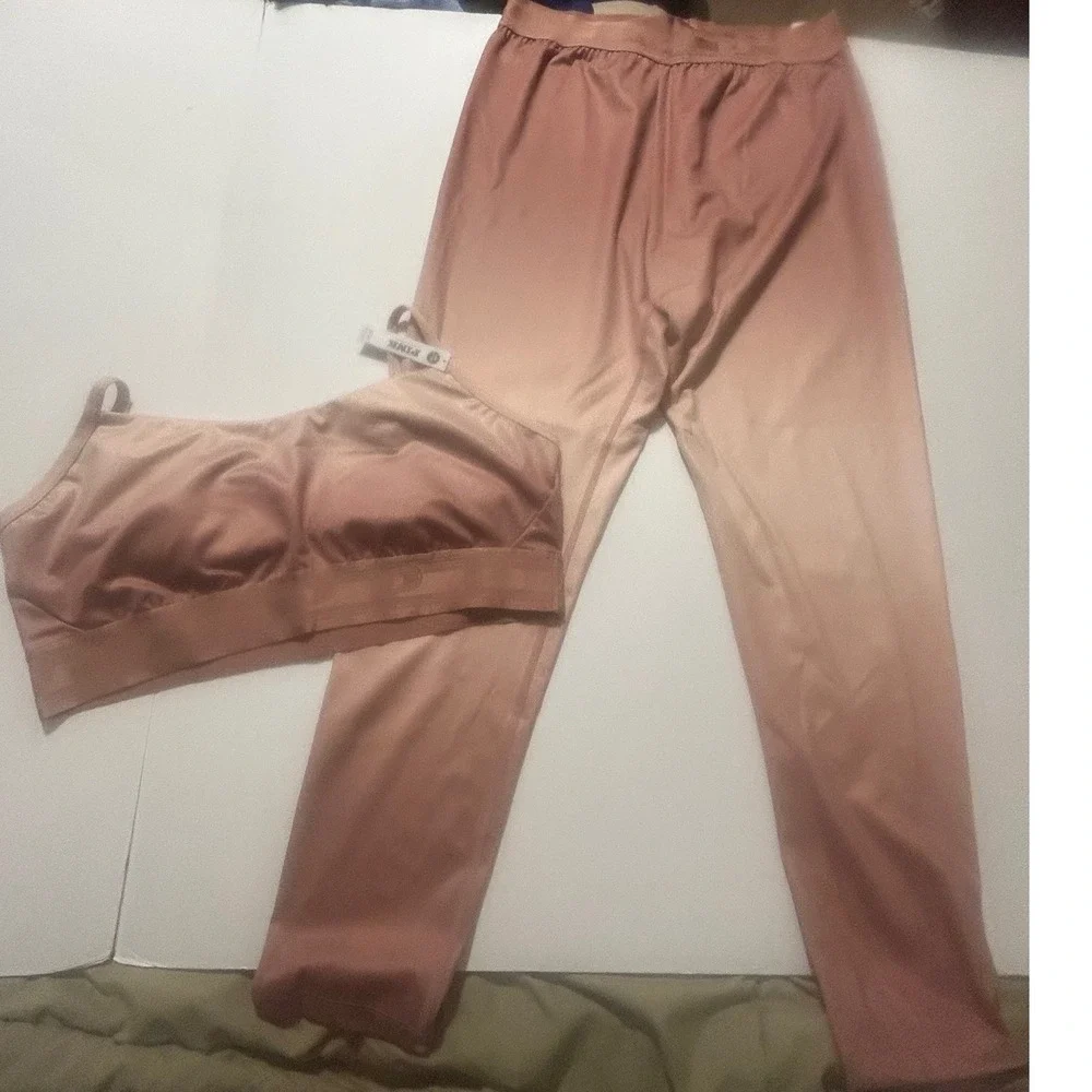 Victoria's Secret PINK Ultimate Leggings Sports Bra Set Mauve Ombre XXL NEW